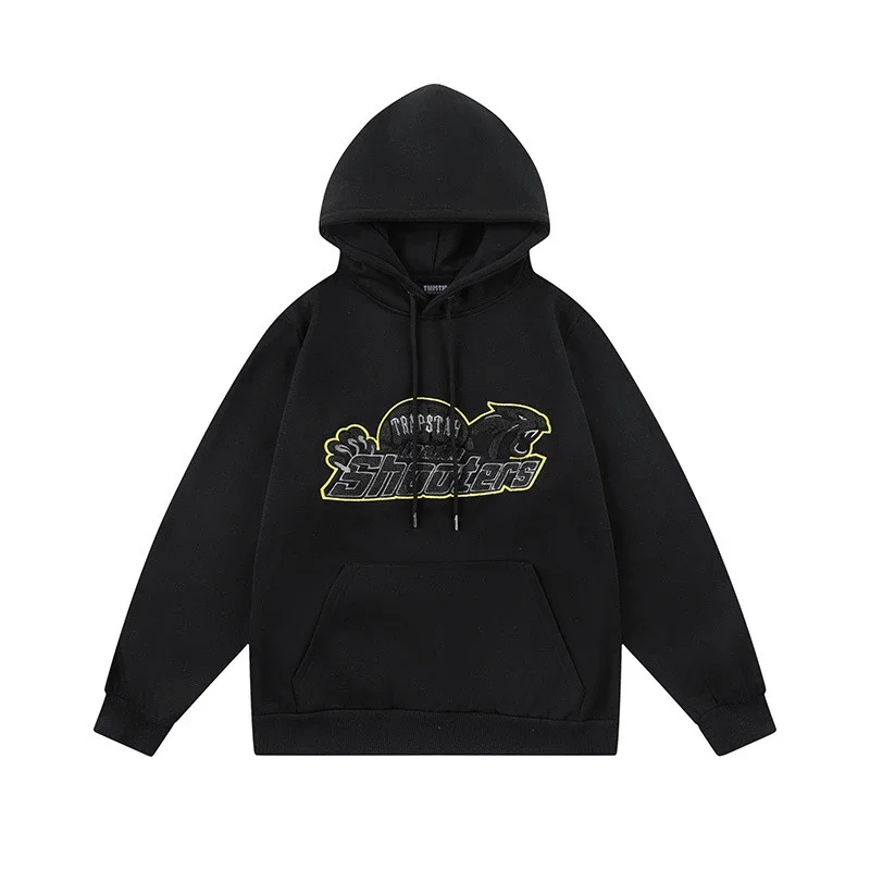 Gradient letter tiger head embroidery hooded sweatshirt + long pants sports suit