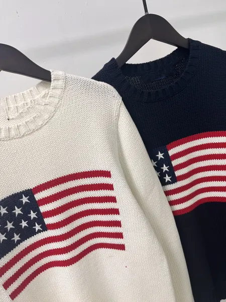 Ralph Lauren Polo USA Flag Knit Sweater Navy - 5