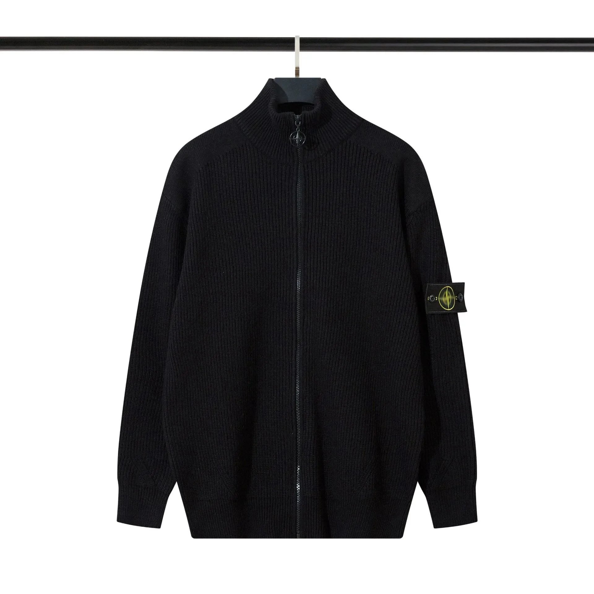 Stone Island Knitwear Full-Zip Ribbed Mock-Neck Sweater image 3
