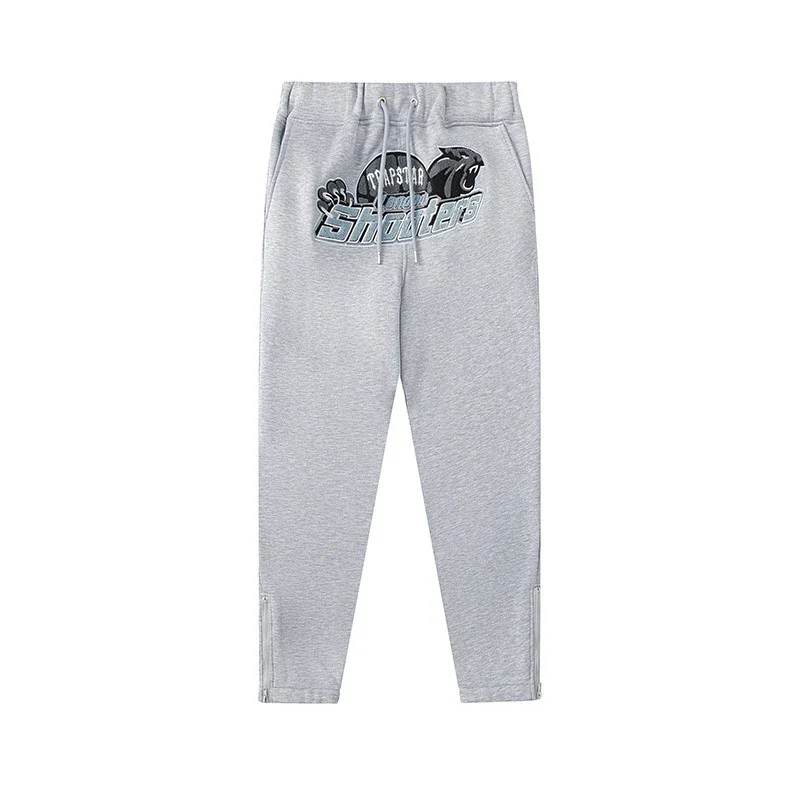 Gradient letter tiger head embroidery hooded sweatshirt + long pants sports suit
