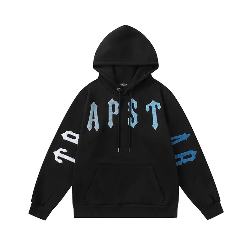Gradient letter tiger head embroidery hooded sweatshirt + long pants sports suit