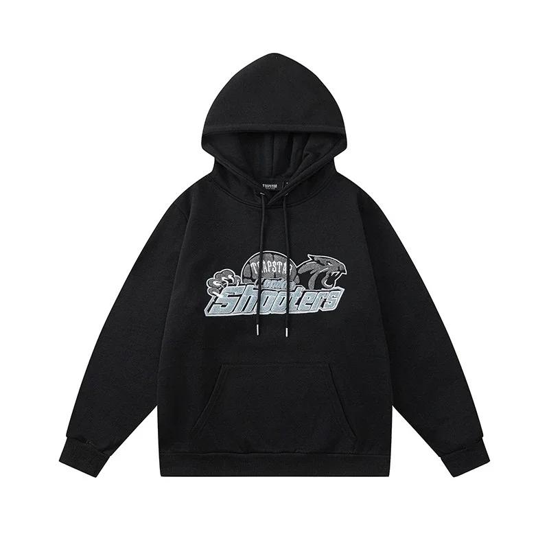 Gradient letter tiger head embroidery hooded sweatshirt + long pants sports suit