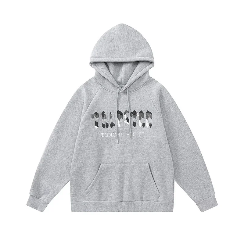 Gradient letter tiger head embroidery hooded sweatshirt + long pants sports suit