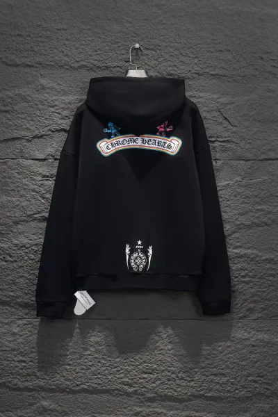 Chrome Hearts x Skull Patch Zip-Up Hoodie Black - 5