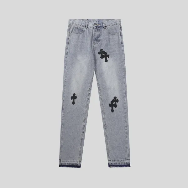 Chrome Hearts Cross Patch Light Wash Jeans - 1
