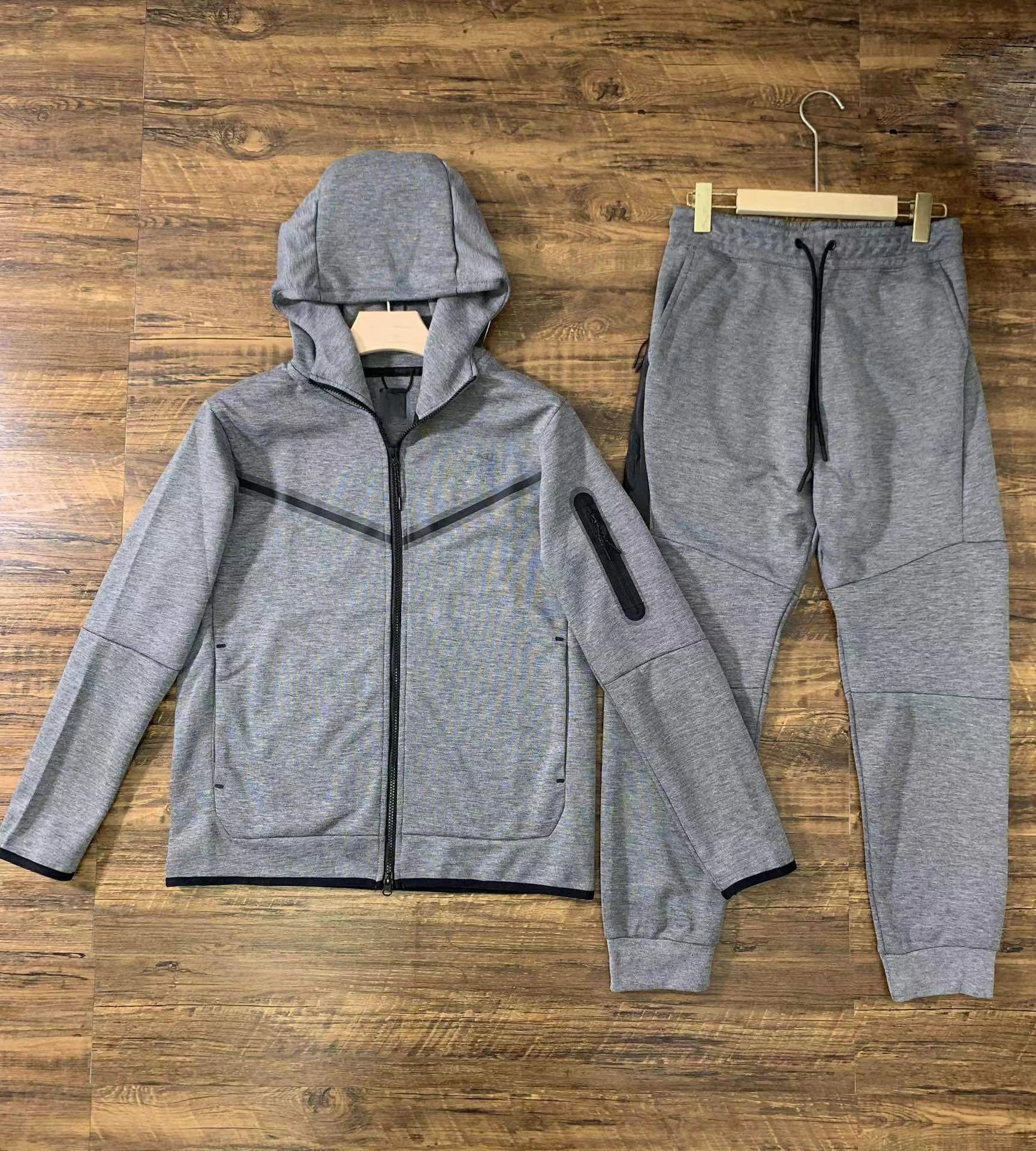 Nike Tech Fleece Windrunner Hoodie and Sweatpants Set Gray/Black Tracksuit - 6