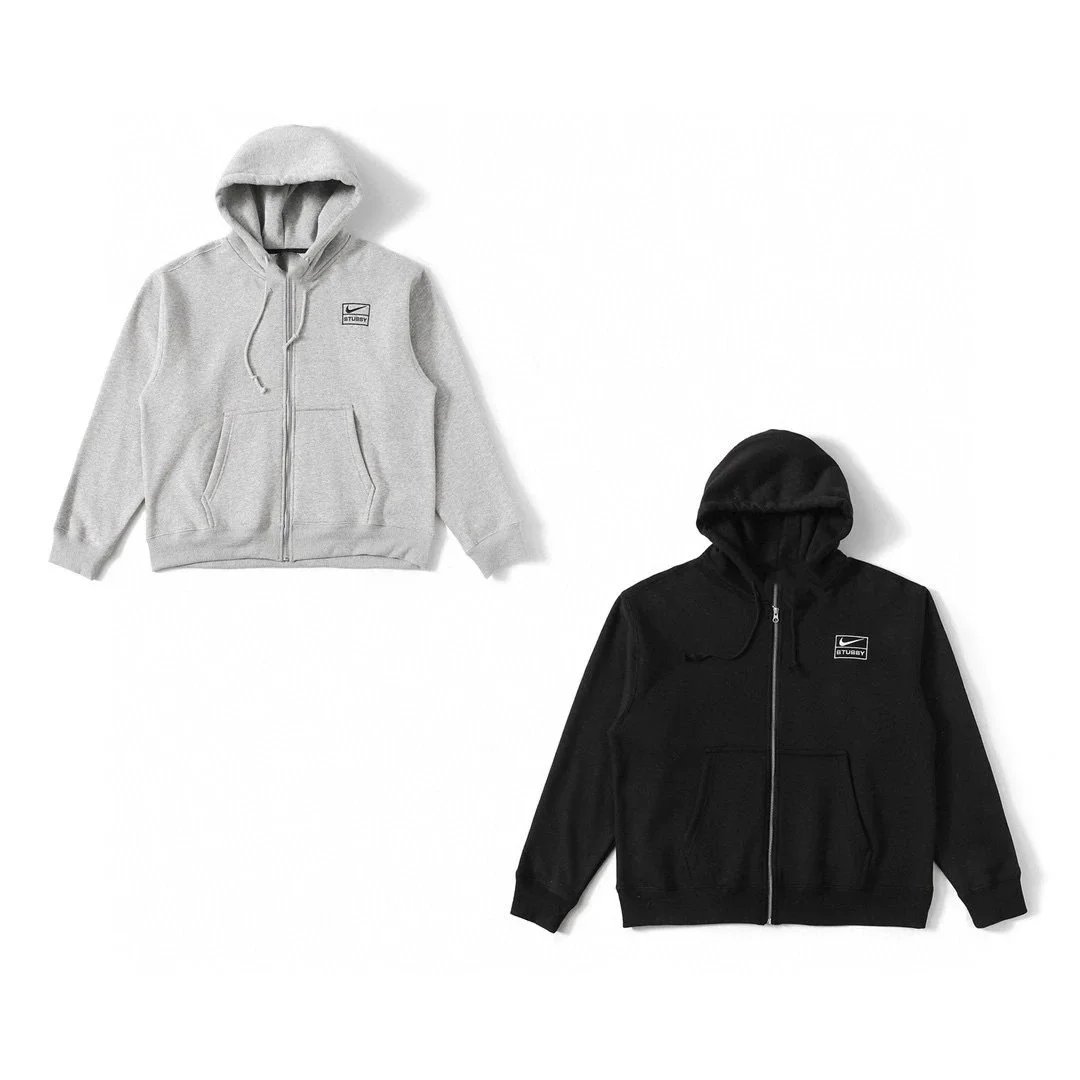 Co-branded Embroidered Chest Hooded Zip-up Jacket Sweatshirt