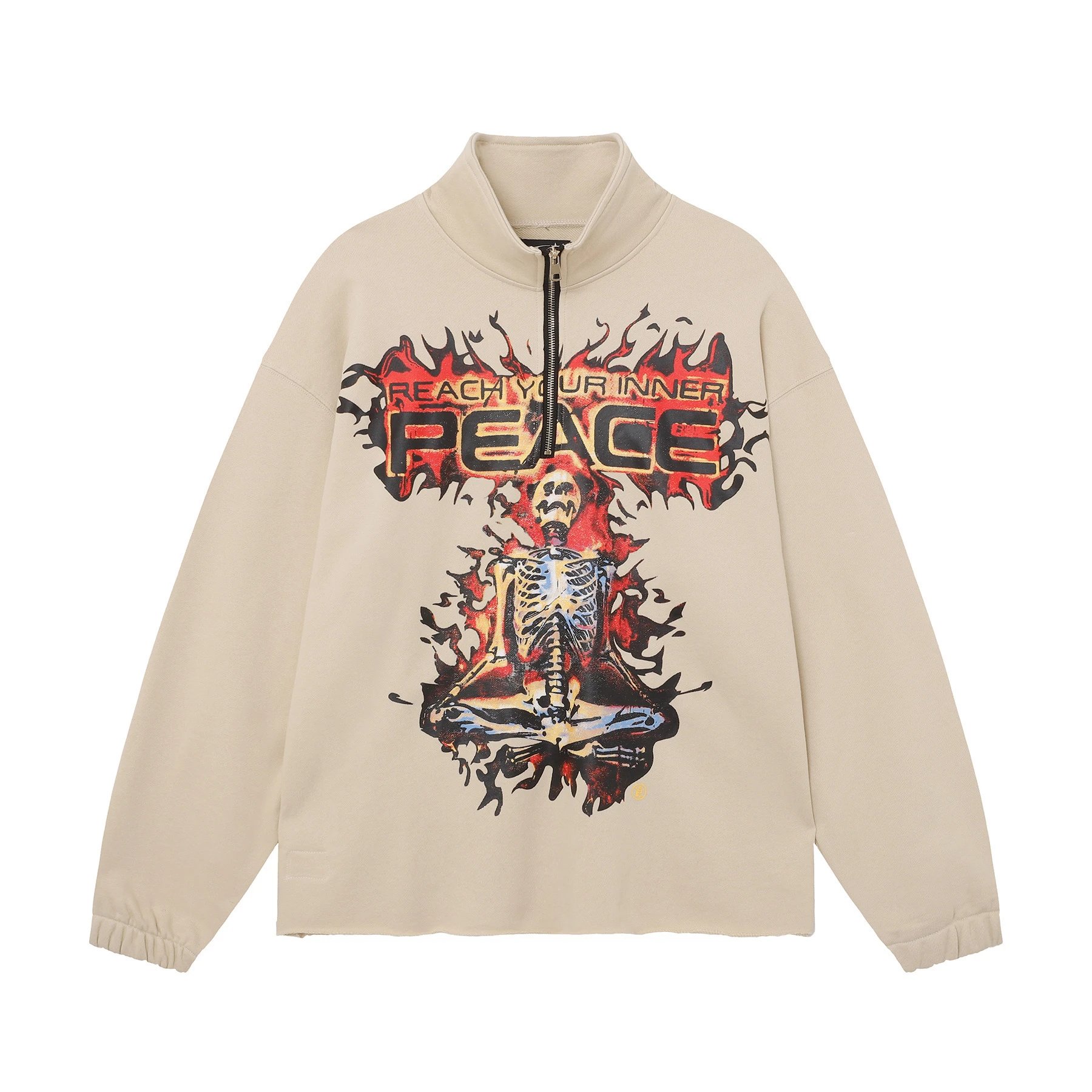 Hell Reach Your Inner Peace Half-Zip Pullover Black Hoodie - 11