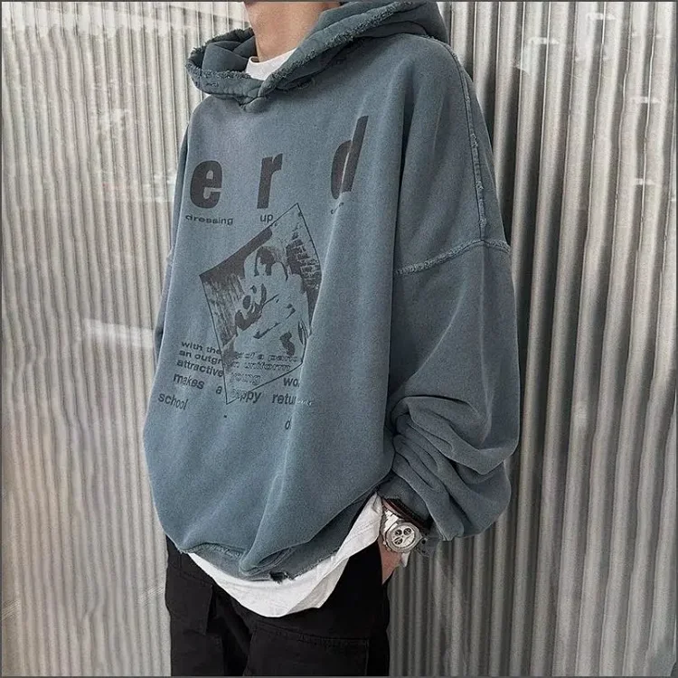 ERD Melancholy Rich Second Generation Washed and Distressed Letter Printed Hooded Sweatshirt(pic19) ERD Melancholy Rich Second Generation Washed and Distressed Letter Printed Hooded Sweatshirt