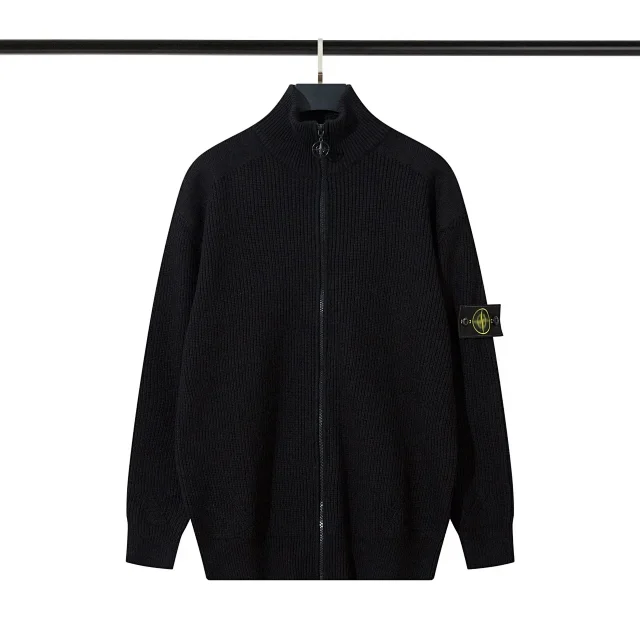 Stone Island Knitwear Full-Zip Ribbed Mock-Neck Sweater product detail image 2