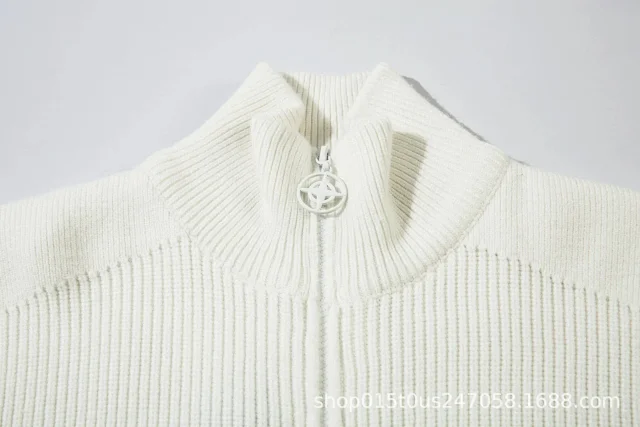 Stone Island Knitwear Full-Zip Ribbed Mock-Neck Sweater product detail image 8