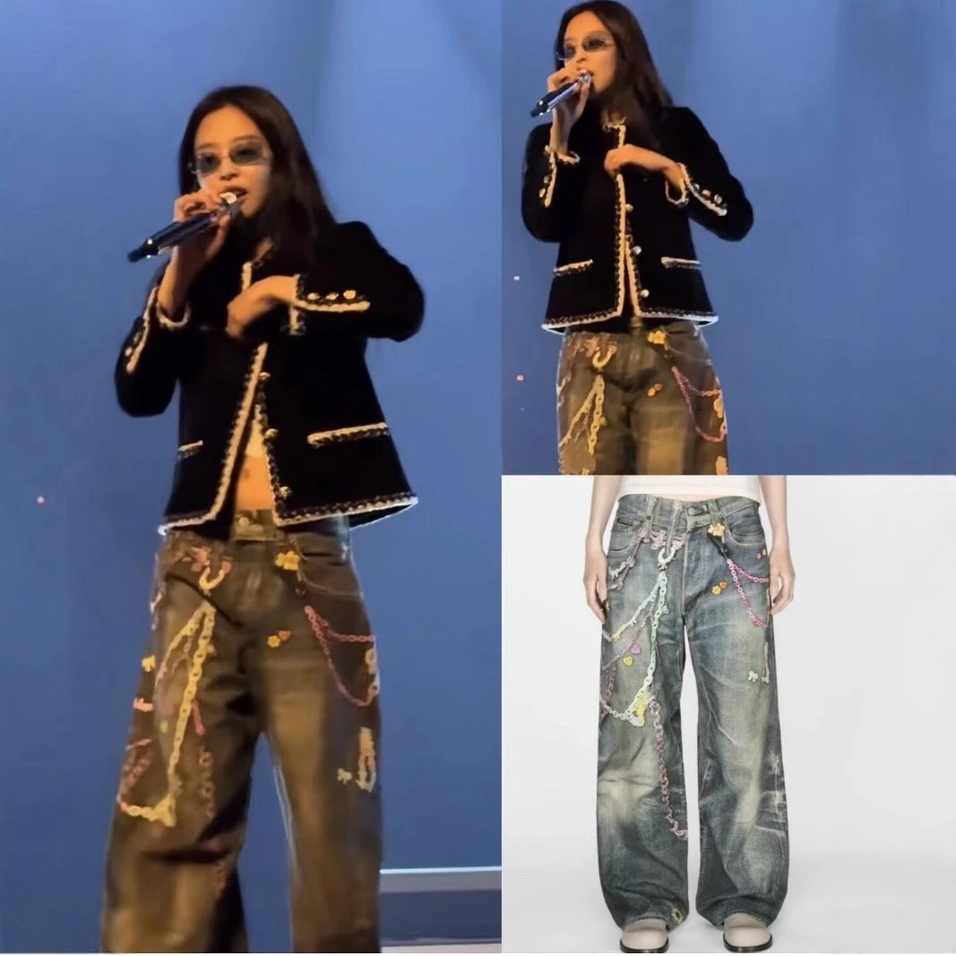 AC 3D Candy Chain Print Denim Pants