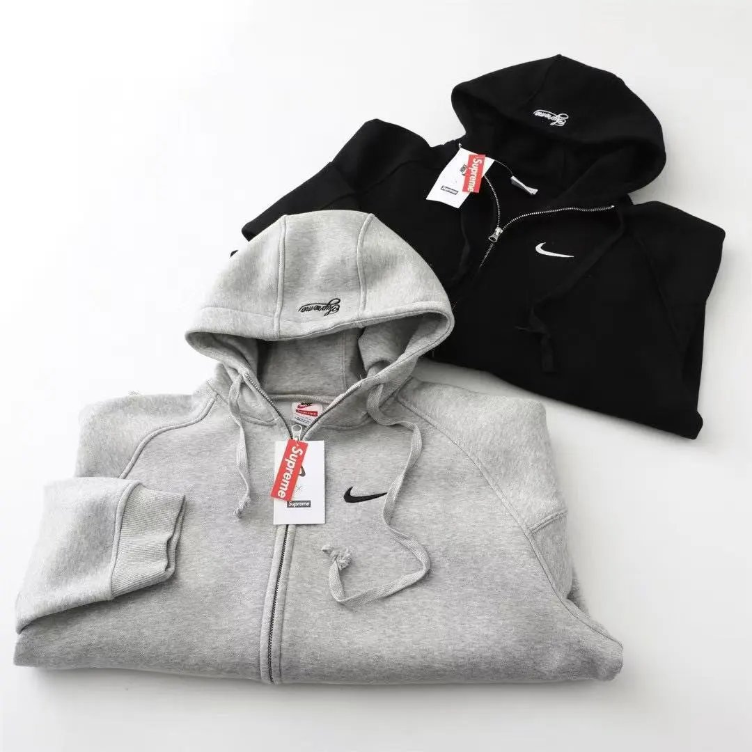 Supreme x Nike Swoosh Joggers Black and Gray Sweatpants - 9