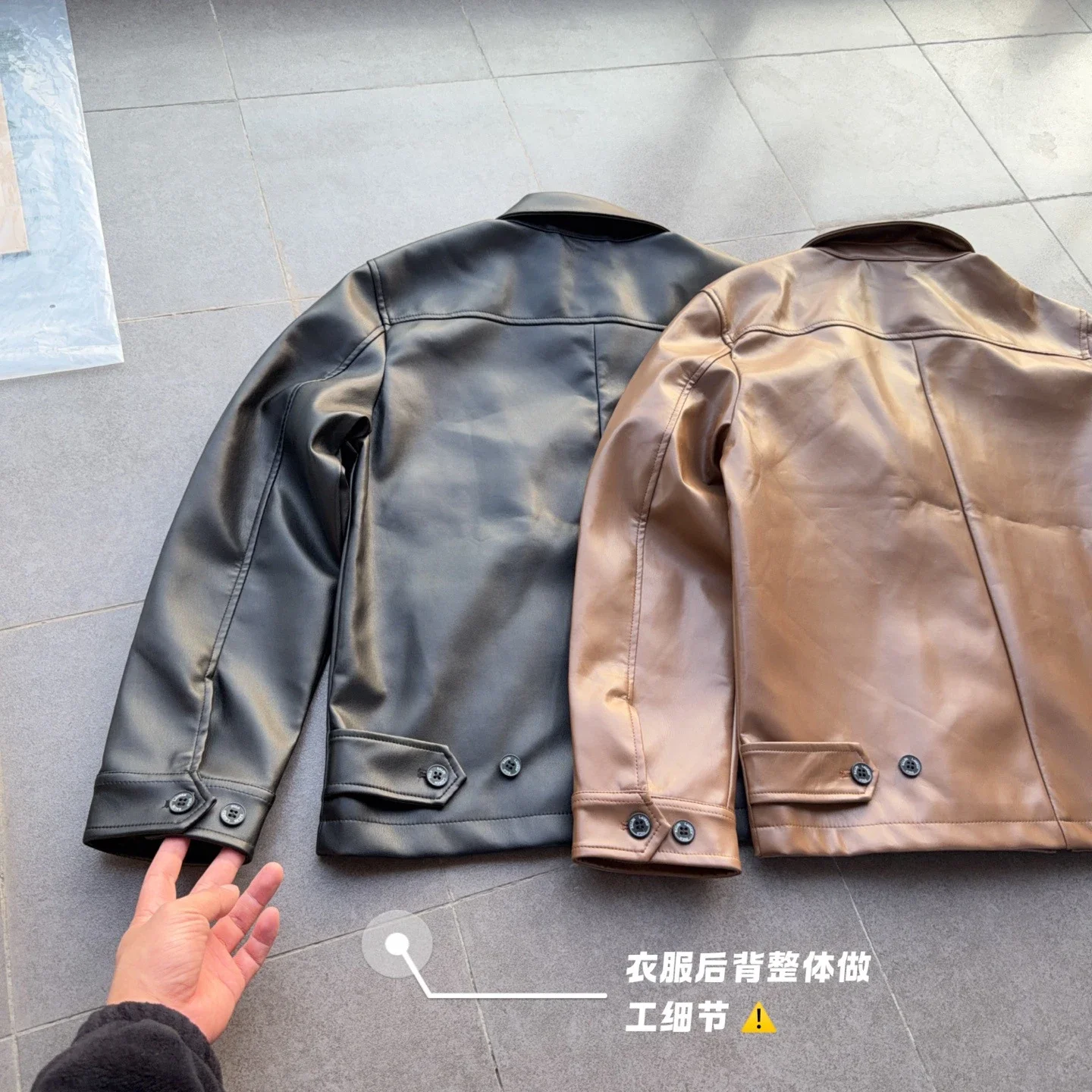 RL classic zipper solid color lapel long-sleeved leather retro cool jacket