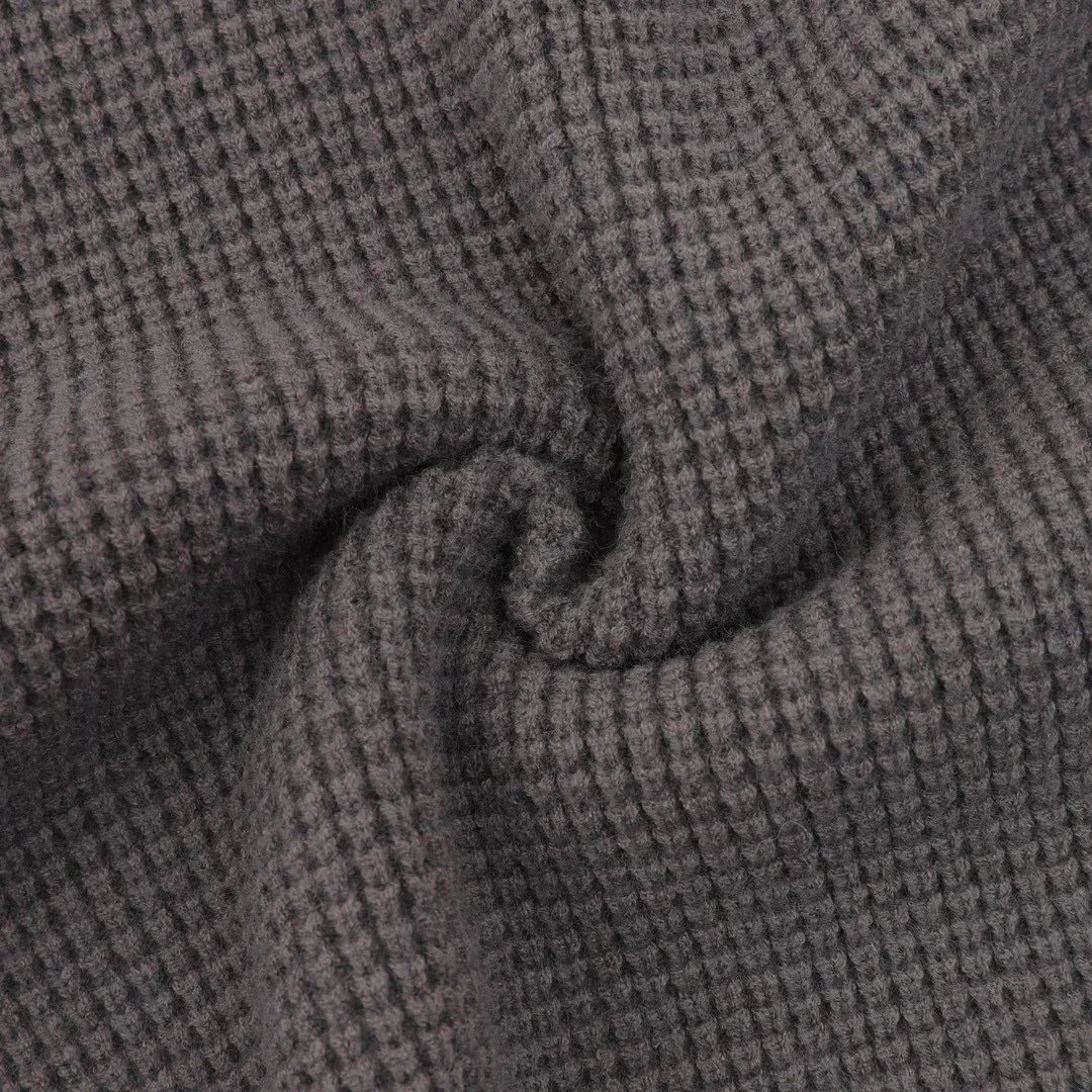 Design Cross-Stitch Leather Patch Grid Knit Sweater Gray - 9
