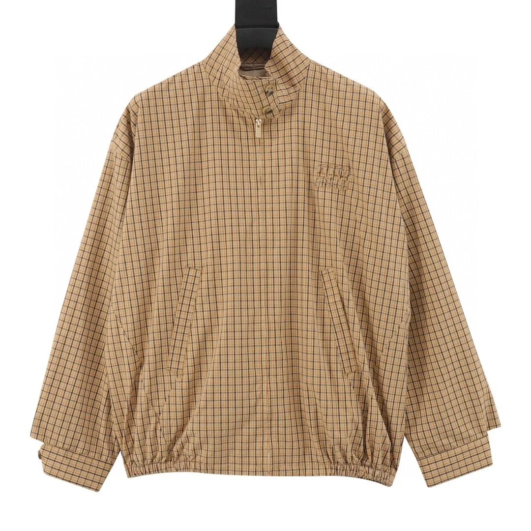 Colorblock Plaid Zip Jacket