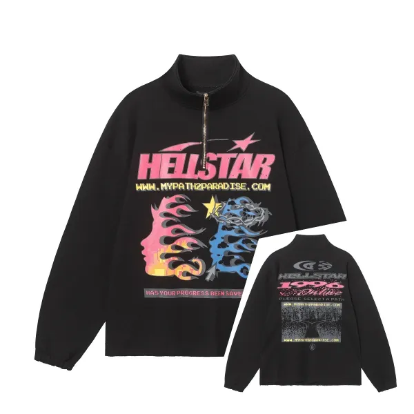 Hellstar Half-Zip Graphic Sweatshirt Black - 1