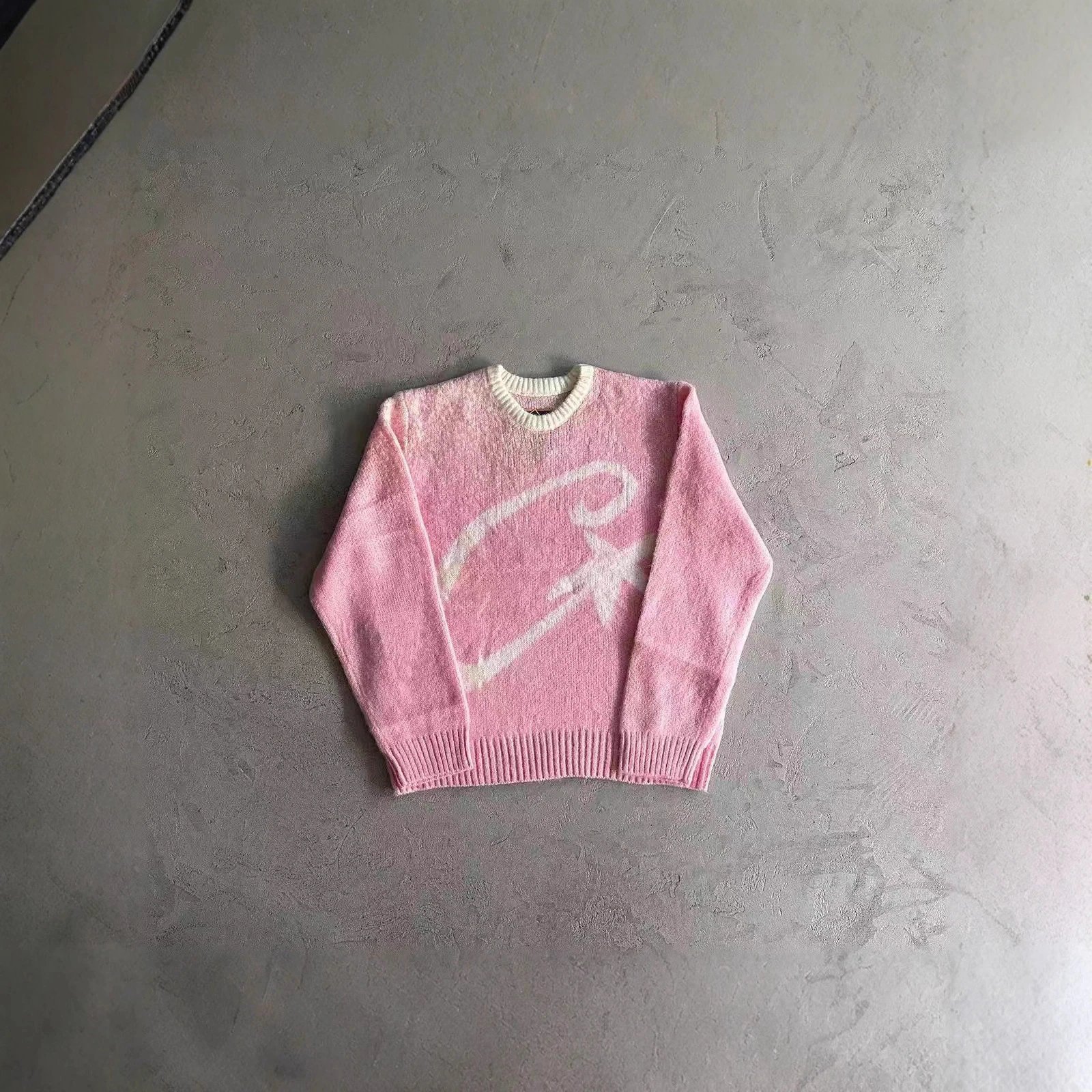 Black Knit Sweater With White Star Logo Graphic Streetwear