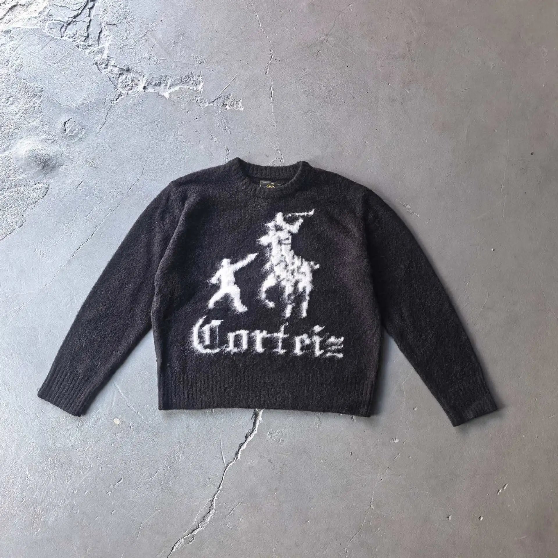 Letter Embroidery Drill Zip Cardigan Sweater photo 7