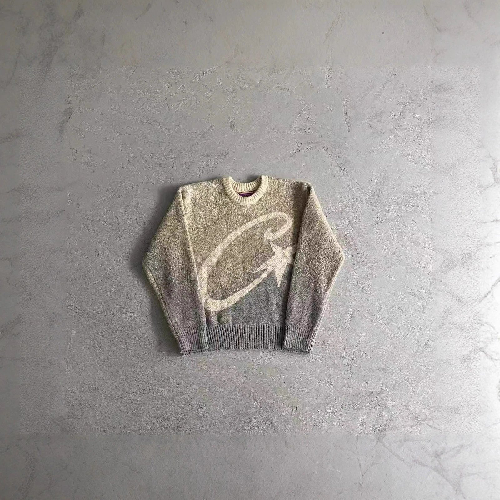 Black Knit Sweater With White Star Logo Graphic Streetwear