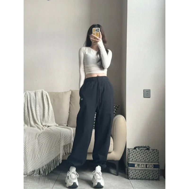 Yoga sweatpants, wide leg pants, drawstring trousers, loose and casual