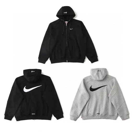 Nike Men's Zip-Up Hooded Sweatshirt with Embroidered Swoosh and Lettering