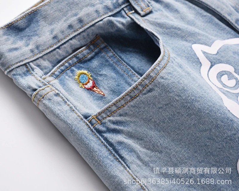 Corteiz x Unknown Artist Leopard Embroidery Black Jeans - 34
