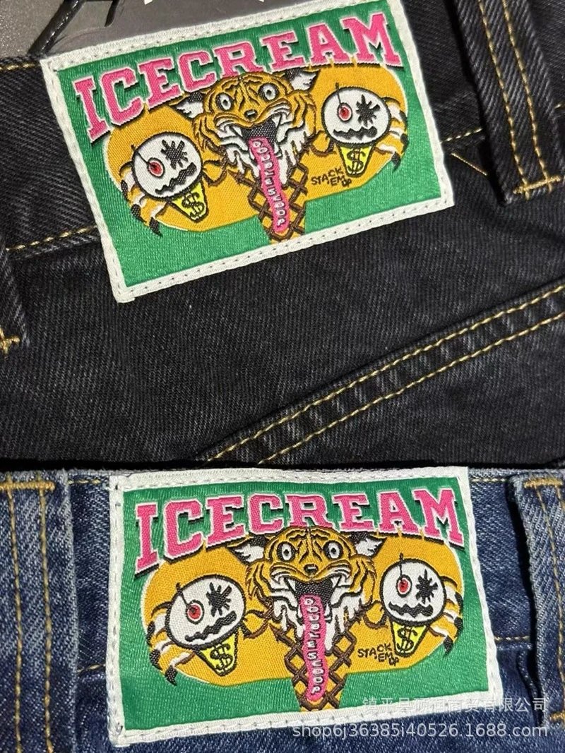 Corteiz x Unknown Artist Leopard Embroidery Black Jeans - 33