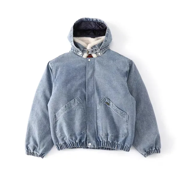 Supreme Denim Hooded Jacket Light Wash Blue Denim-Jacket - 1