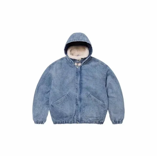 Supreme Denim Hooded Jacket Light Wash Blue Denim-Jacket - 8