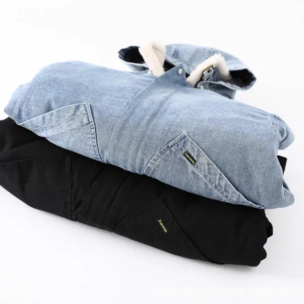 Supreme Denim Hooded Jacket Light Wash Blue Denim-Jacket - 14