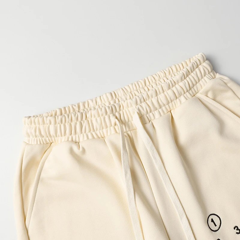 Design Minimalist Beige Drawstring Shorts - 6