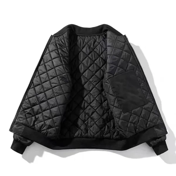 Design Quilted Bomber Jacket Black Outerwear - 1