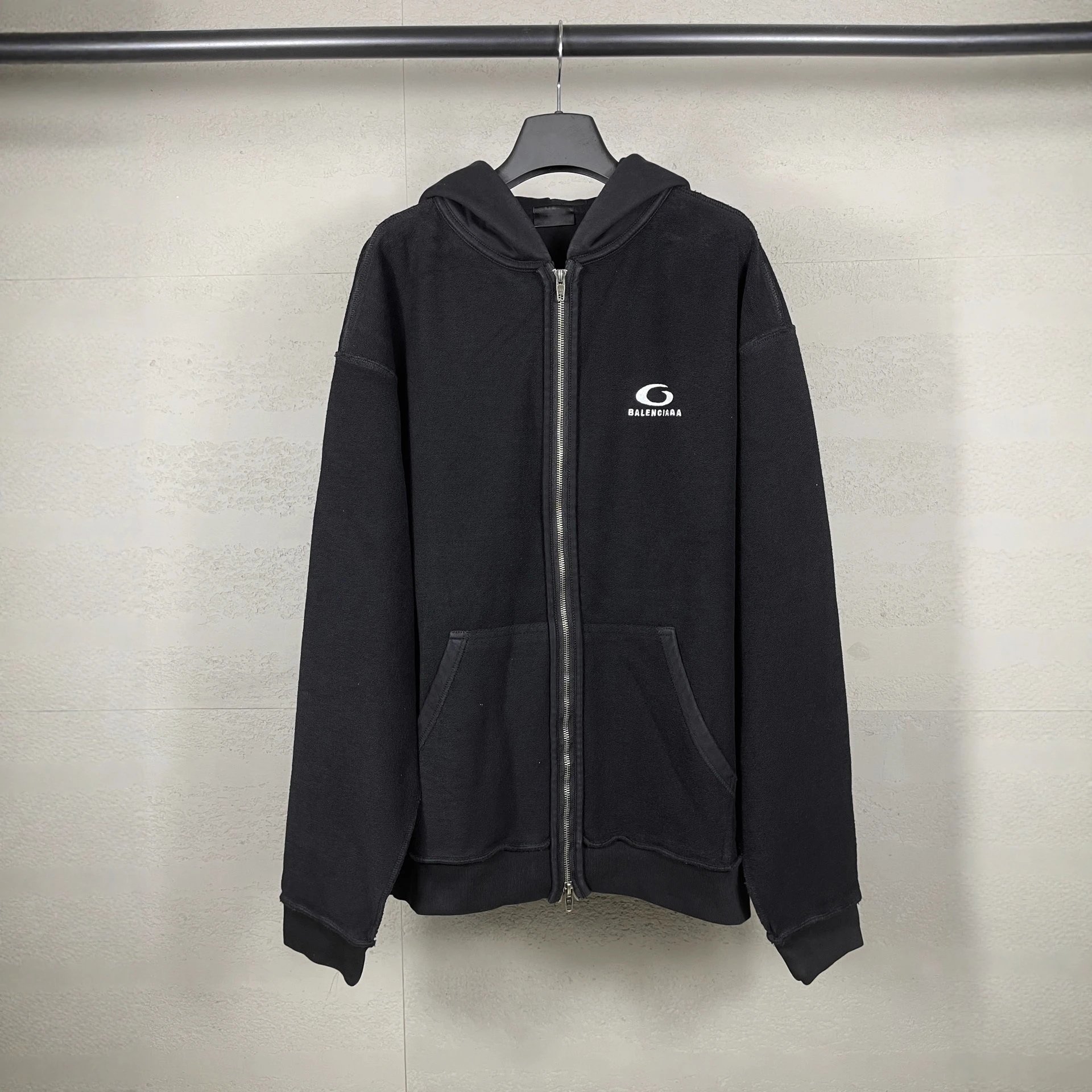 Balenciaga 25SS Logo Embroidered Zip Hoodie