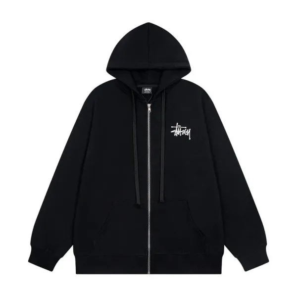 Stüssy Classic Logo Zip-Up Hoodie Black - 1