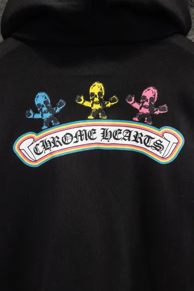 Chrome Hearts x Skull Patch Zip-Up Hoodie Black - 7