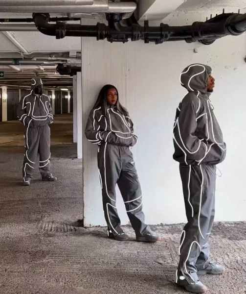 Off-White Industrial Pants Gray with Reflective Piping Track Pants - 20