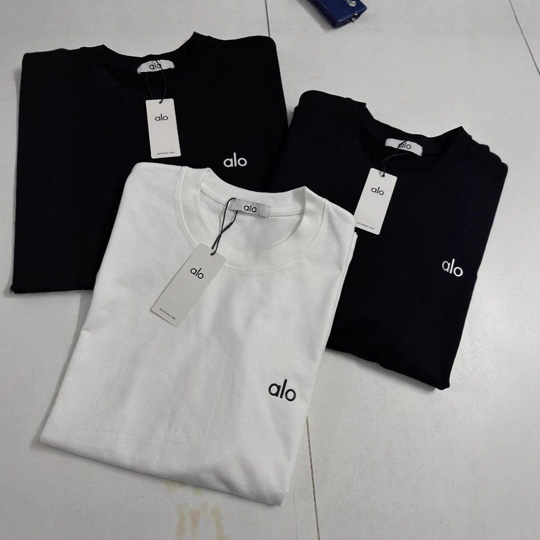 Alo Classic White Navy Black Embroidered Polo Shirt