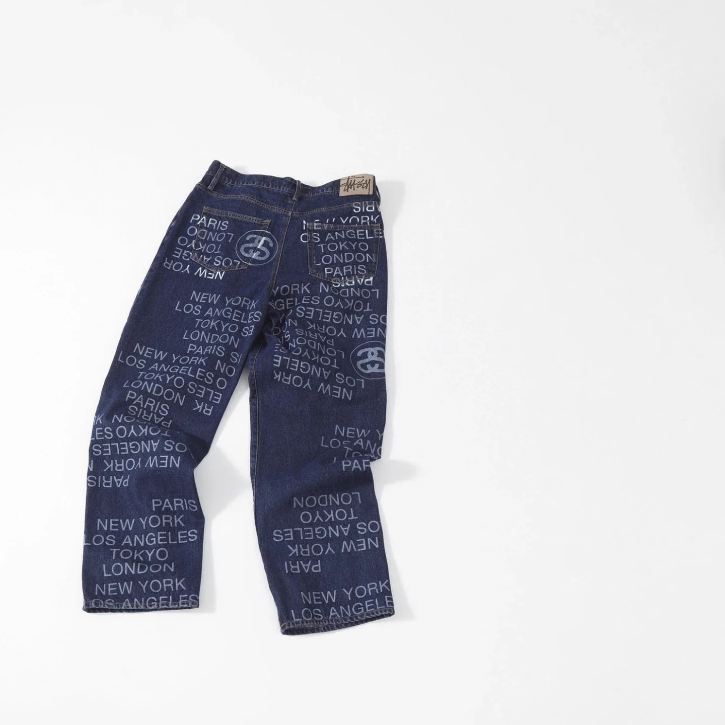 All-over barrage American street retro letter print denim jeans