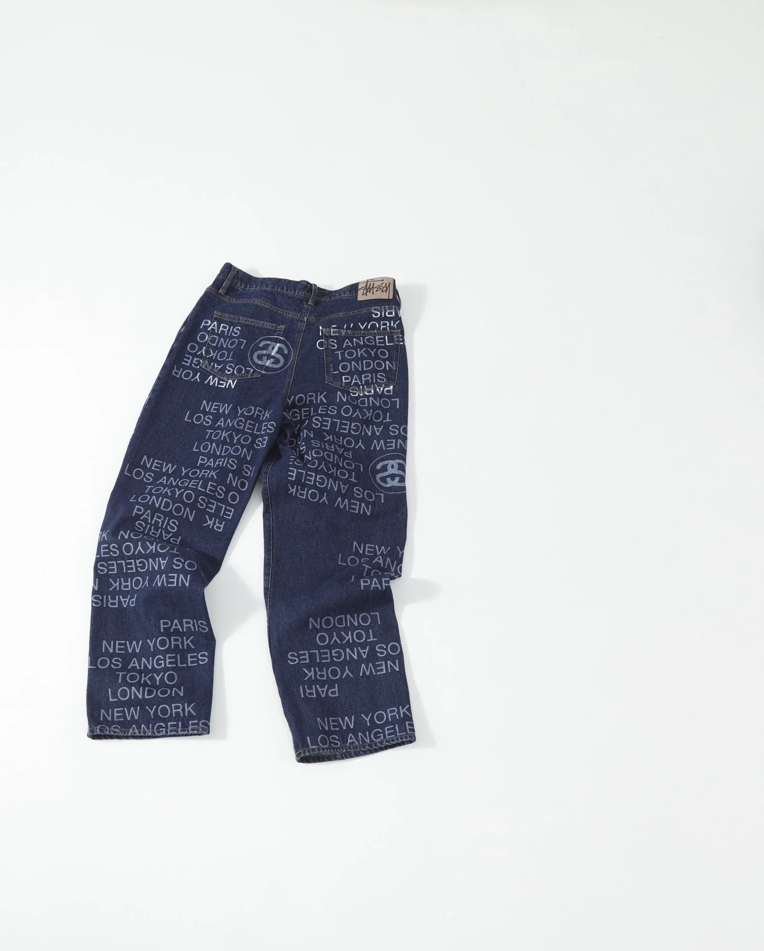 All-over barrage American street retro letter print denim jeans