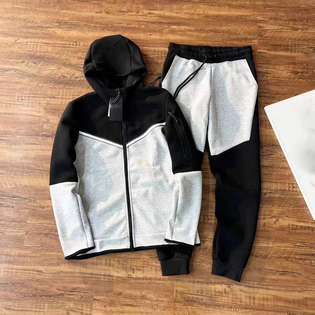 Nike Tech Fleece Windrunner Hoodie and Sweatpants Set Gray/Black Tracksuit - 7