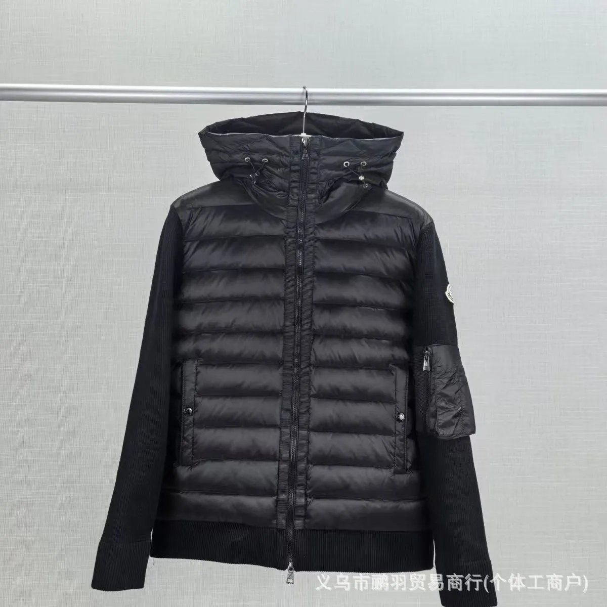 Moncler Hybrid Knit-Panel Down Jacket Navy - 16
