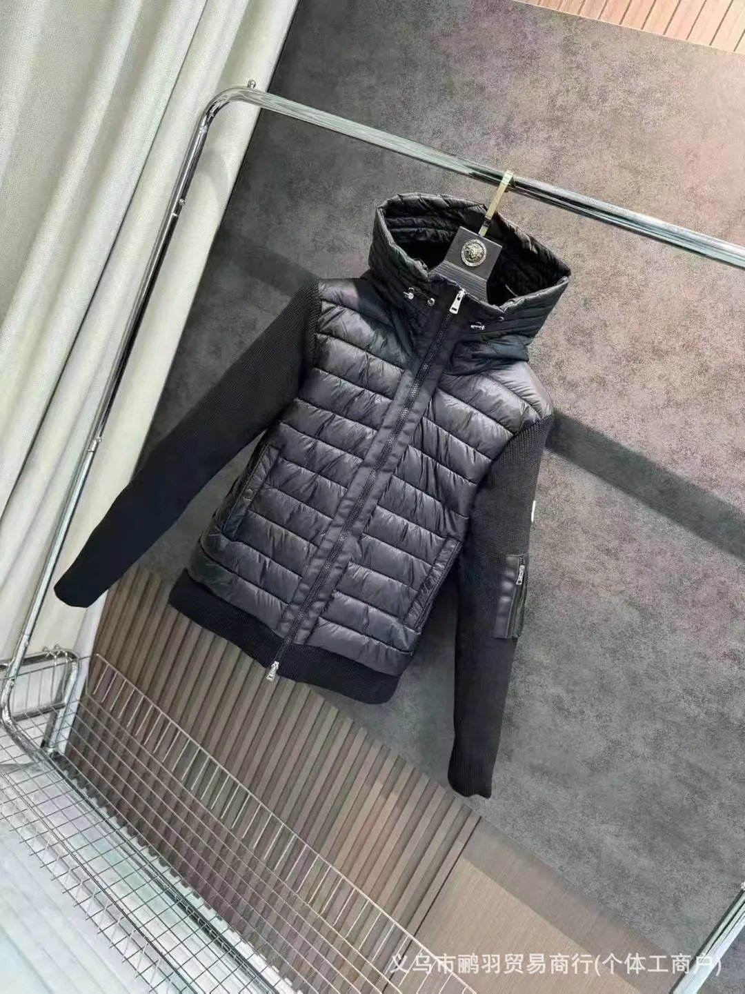 Moncler Hybrid Knit-Panel Down Jacket Navy - 5