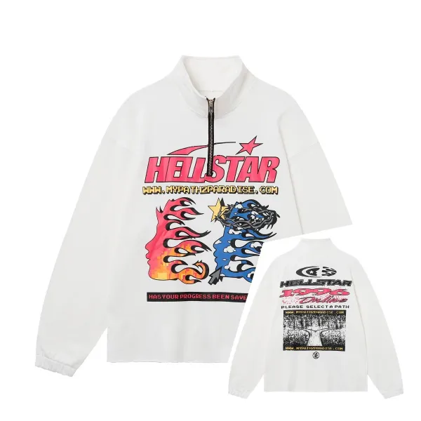 Hellstar Half-Zip Pullover White Streetwear Top - 1
