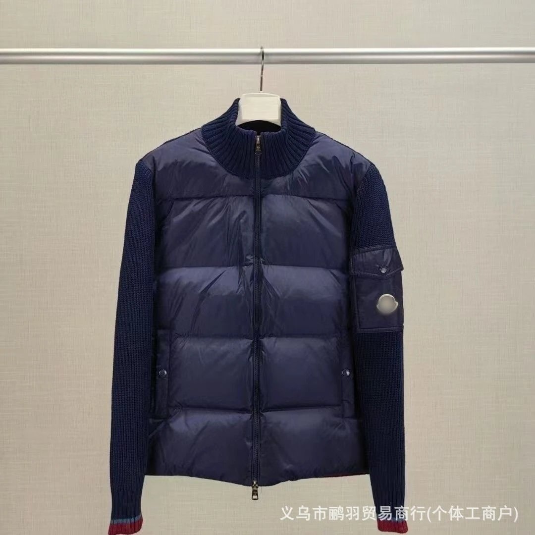 Moncler Hybrid Knit-Panel Down Jacket Navy - 20
