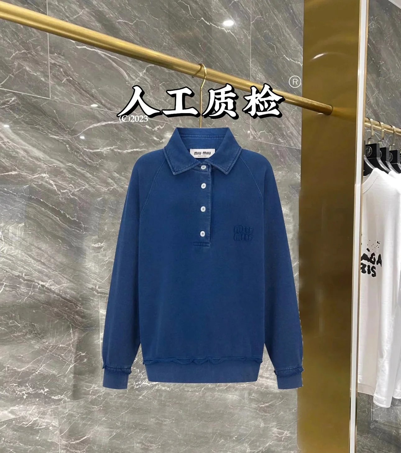 Miu Miu Blue Long Sleeve Polo Shirt