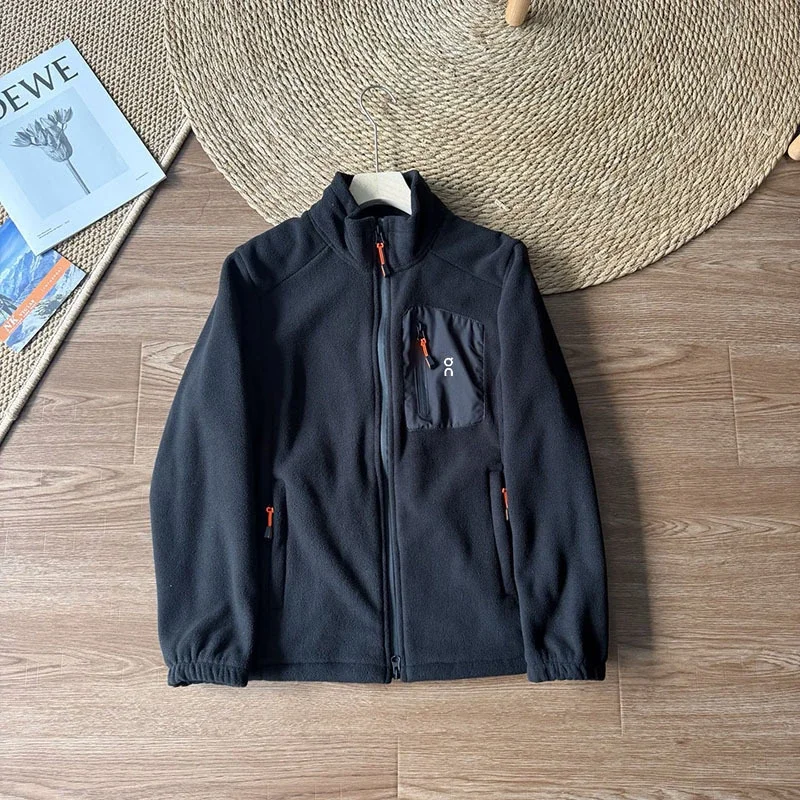 Double-sided stand-up collar warm fleece jacket, casual and versatile, same style for men and women