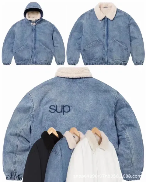 Supreme Denim Hooded Jacket Light Wash Blue Denim-Jacket - 7