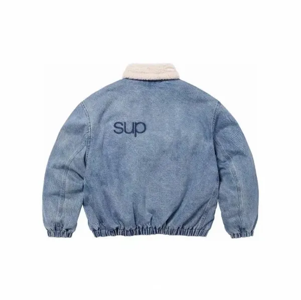 Supreme Denim Hooded Jacket Light Wash Blue Denim-Jacket - 10