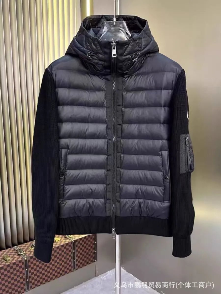 Moncler Hybrid Knit-Panel Down Jacket Navy - 12